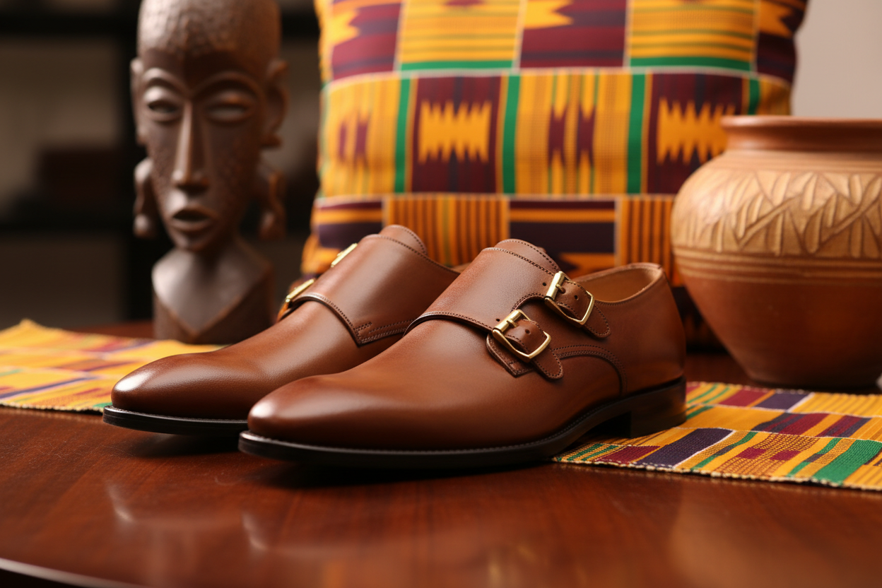 Produit - Chaussures cuir luxe ambiance africaine